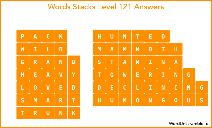 Word Stacks Level 121 Answers