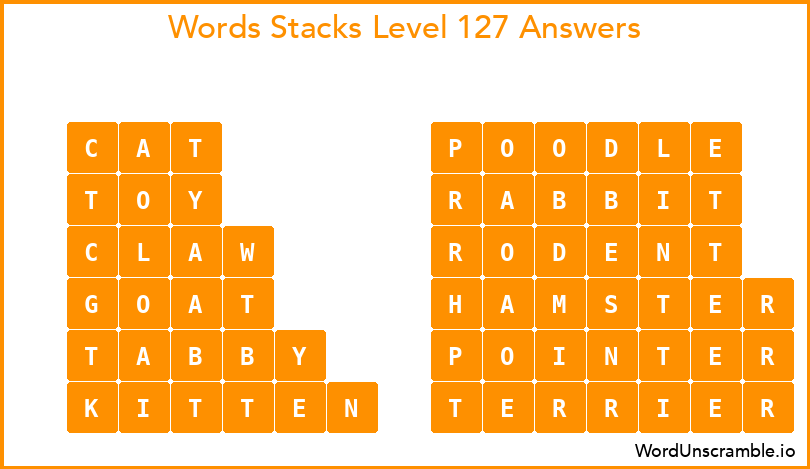 Word Stacks Level 127 Answers