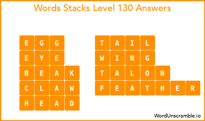 Word Stacks Level 130 Answers