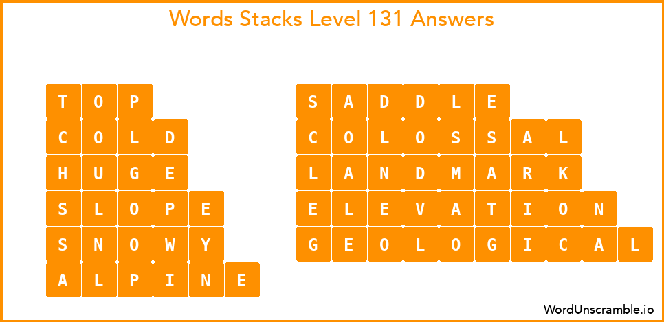 Word Stacks Level 131 Answers