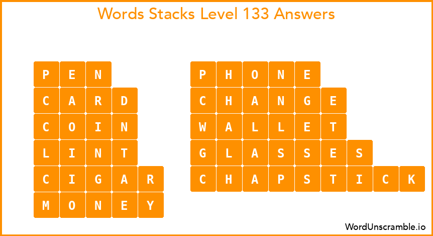 Word Stacks Level 133 Answers