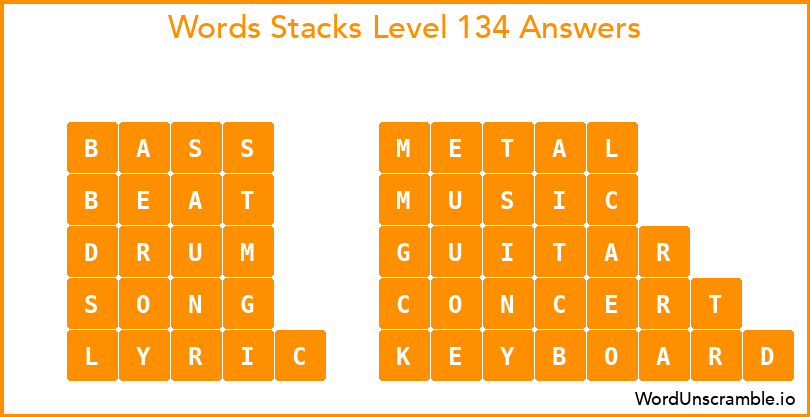 Word Stacks Level 134 Answers