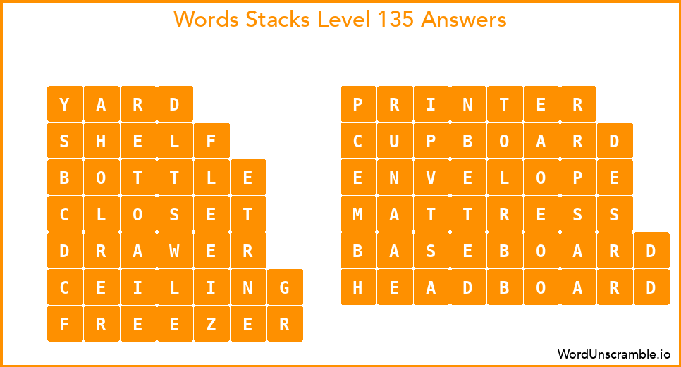 Word Stacks Level 135 Answers