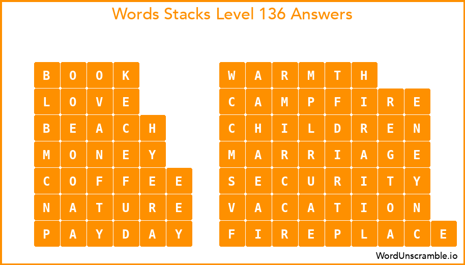 Word Stacks Level 136 Answers