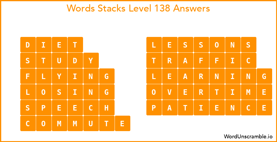 Word Stacks Level 138 Answers