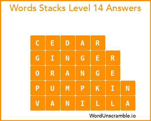 Word Stacks Level 14 Answers