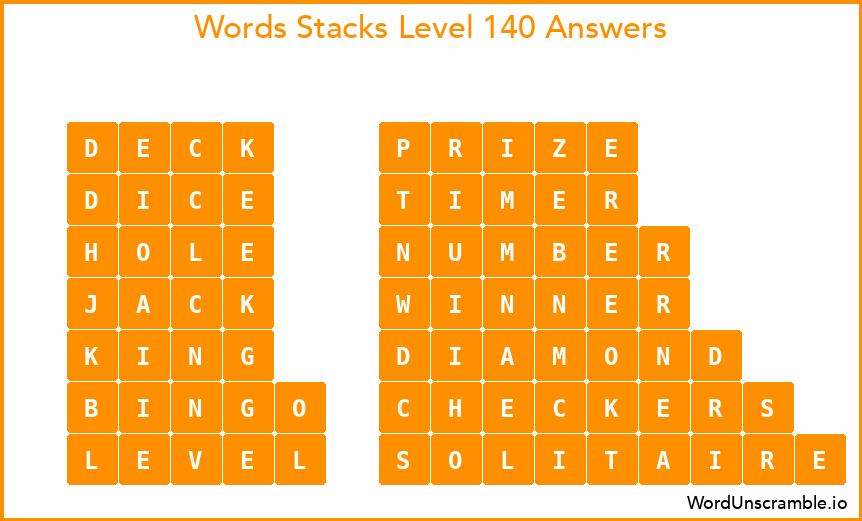 Word Stacks Level 140 Answers