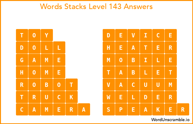 Word Stacks Level 143 Answers