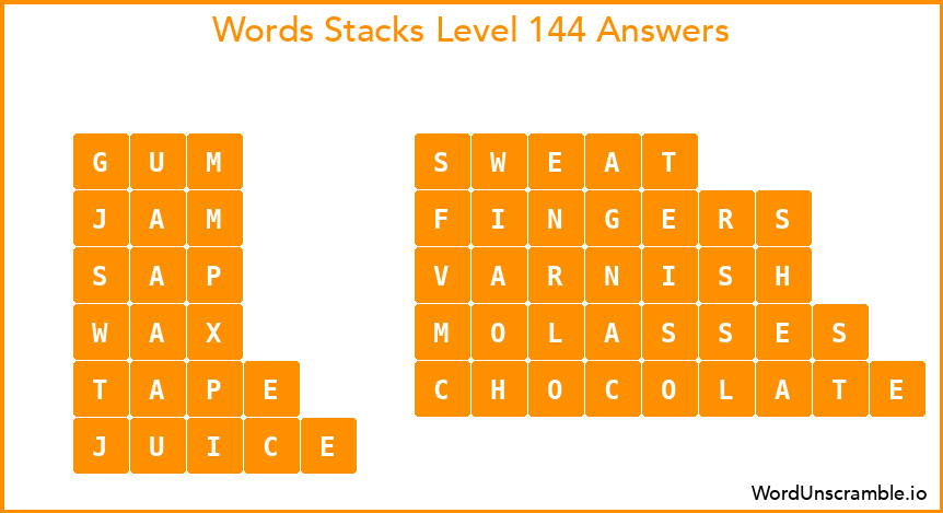 Word Stacks Level 144 Answers