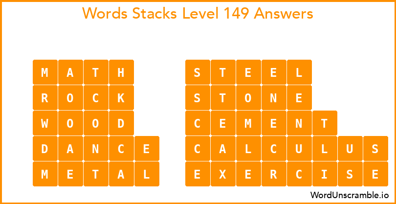 Word Stacks Level 149 Answers