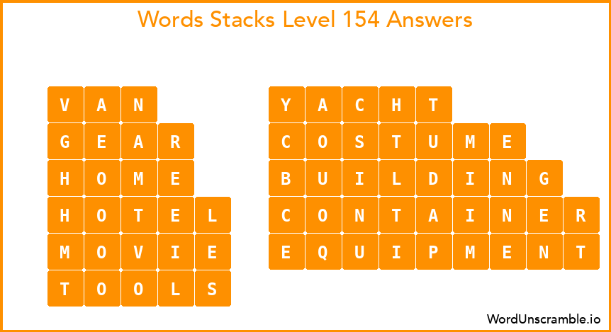 Word Stacks Level 154 Answers