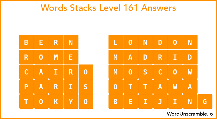 Word Stacks Level 161 Answers