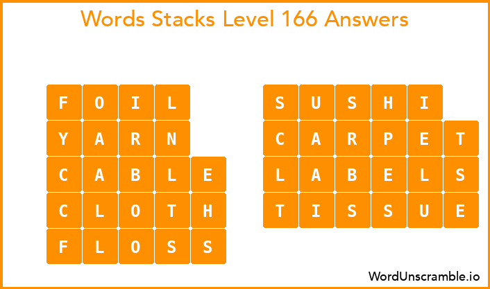 Word Stacks Level 166 Answers