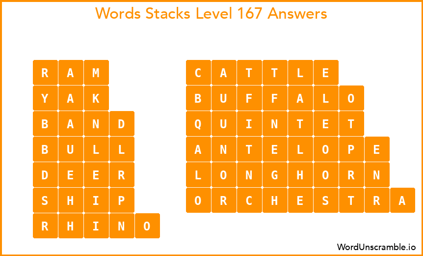 Word Stacks Level 167 Answers