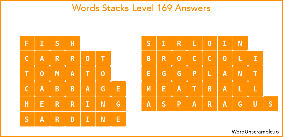 Word Stacks Level 169 Answers