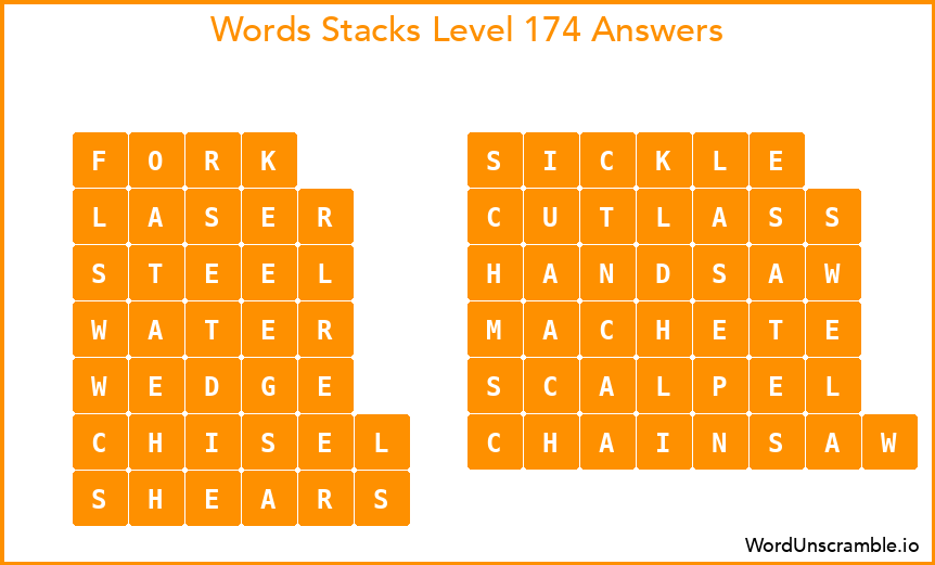 Word Stacks Level 174 Answers