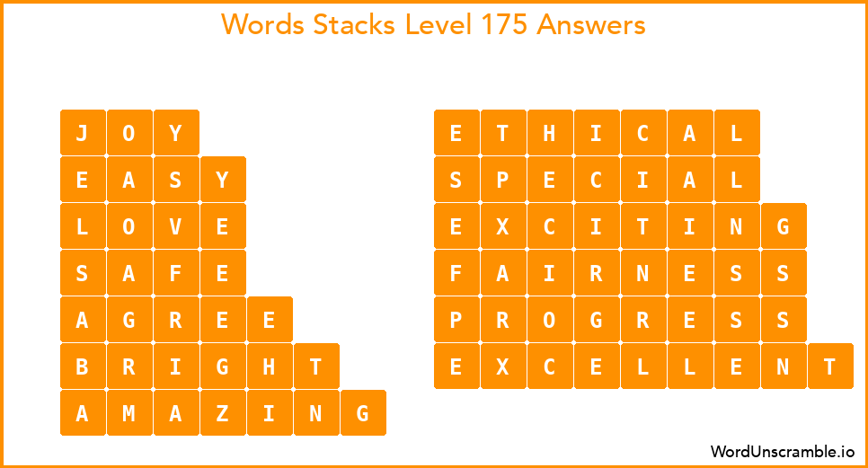 Word Stacks Level 175 Answers