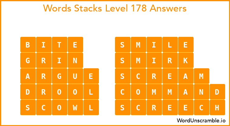 Word Stacks Level 178 Answers