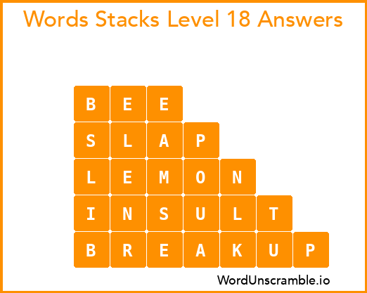 Word Stacks Level 18 Answers
