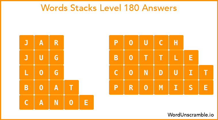 Word Stacks Level 180 Answers