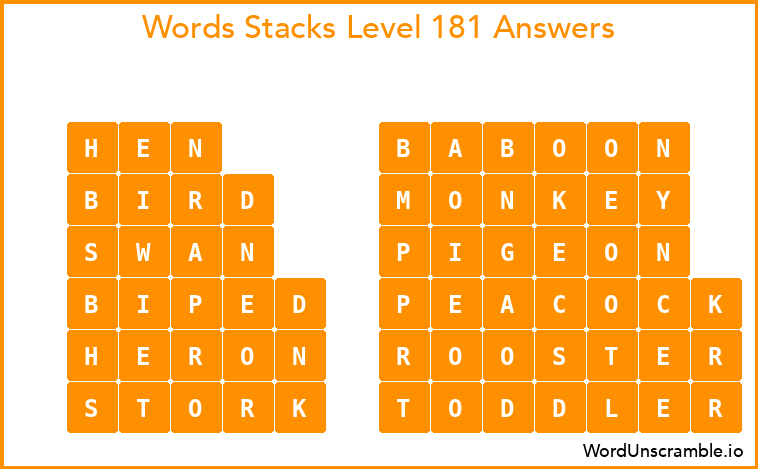 Word Stacks Level 181 Answers