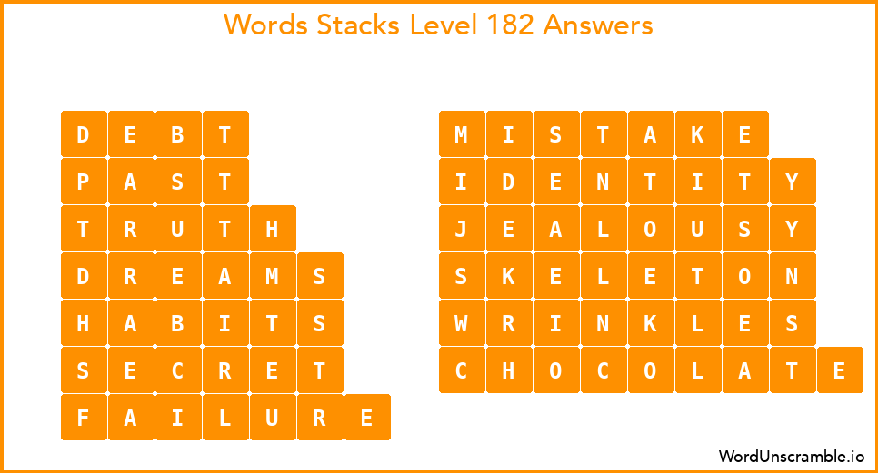 Word Stacks Level 182 Answers