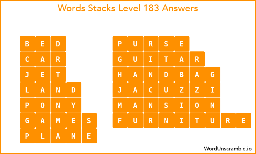 Word Stacks Level 183 Answers