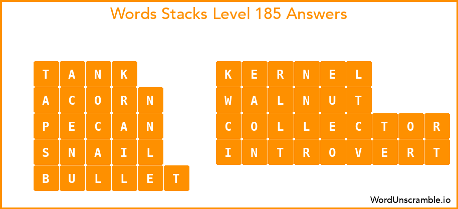 Word Stacks Level 185 Answers