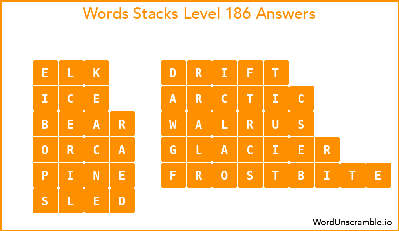 Word Stacks Level 186 Answers
