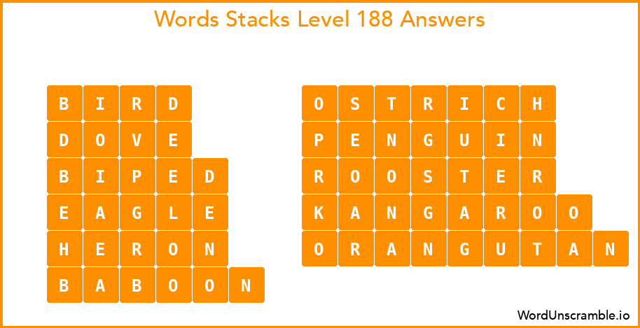 Word Stacks Level 188 Answers