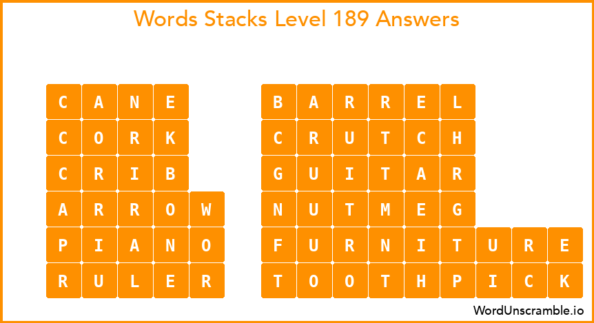 Word Stacks Level 189 Answers