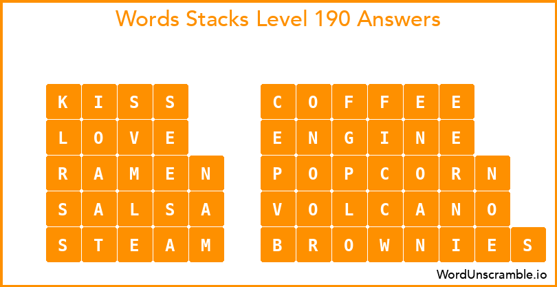 Word Stacks Level 190 Answers