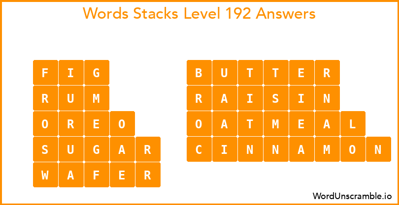 Word Stacks Level 192 Answers