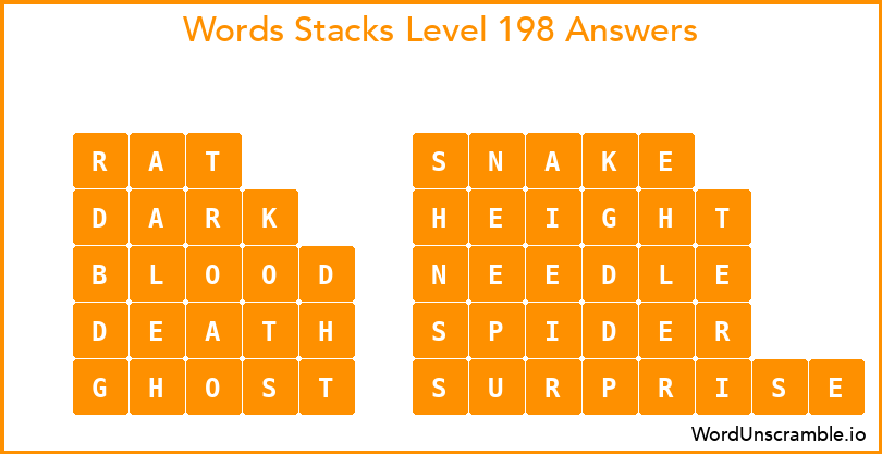 Word Stacks Level 198 Answers