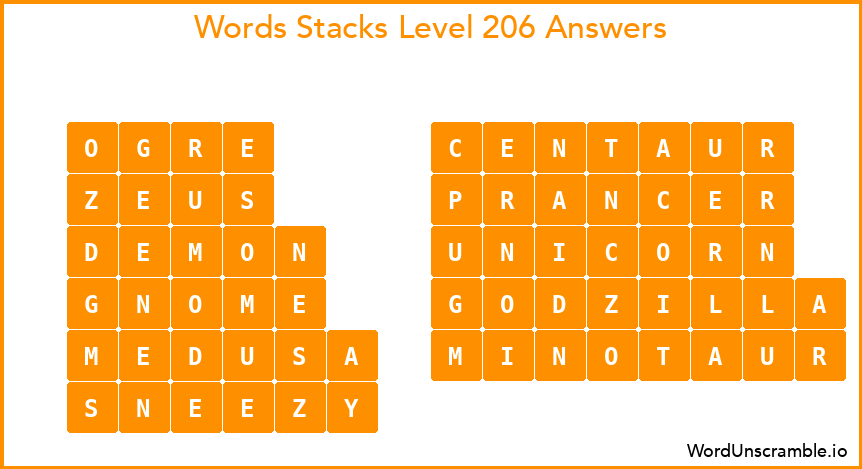Word Stacks Level 206 Answers