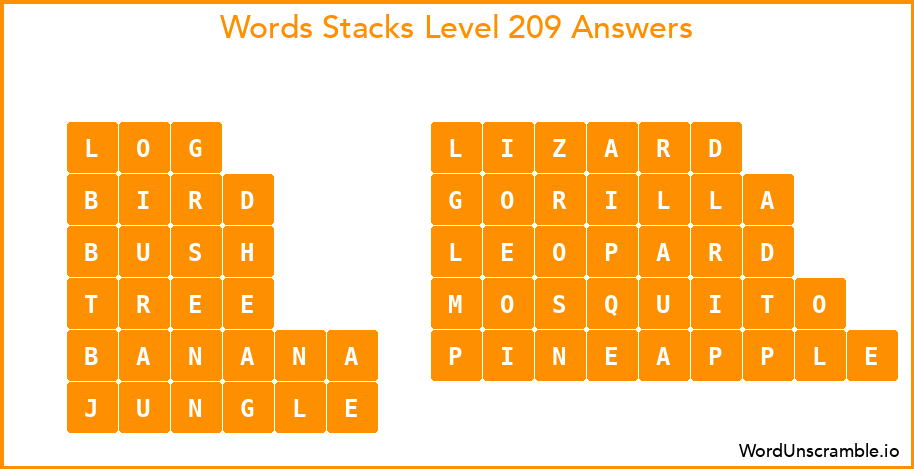 Word Stacks Level 209 Answers