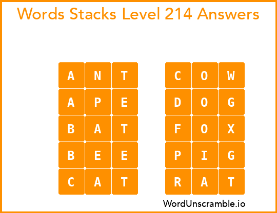 Word Stacks Level 214 Answers