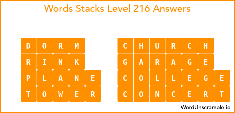 Word Stacks Level 216 Answers
