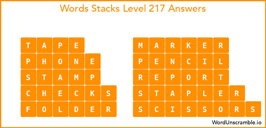 Word Stacks Level 217 Answers