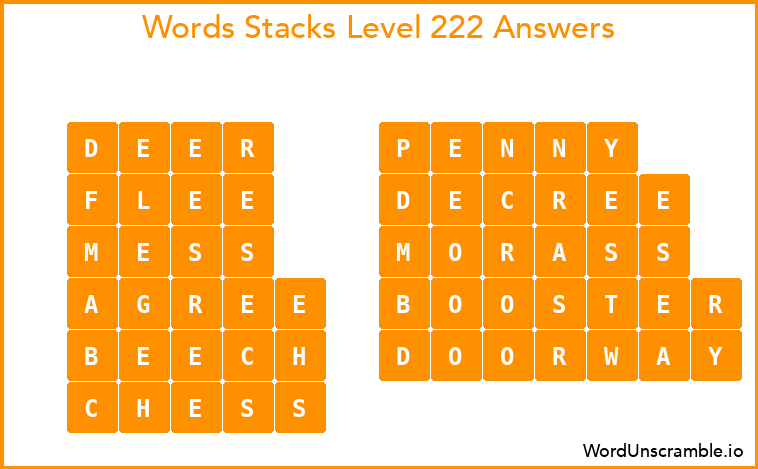 Word Stacks Level 222 Answers