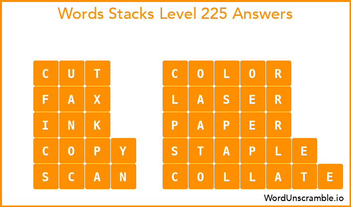 Word Stacks Level 225 Answers