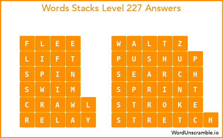 Word Stacks Level 227 Answers