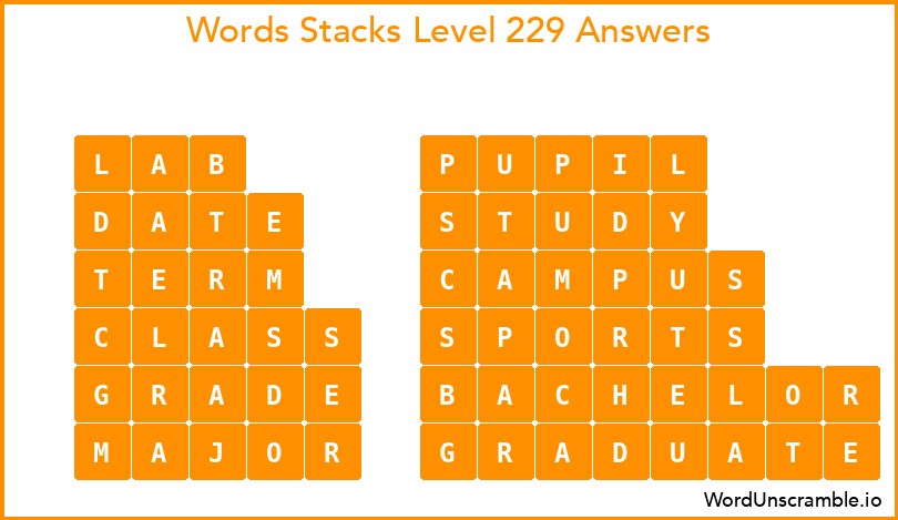 Word Stacks Level 229 Answers