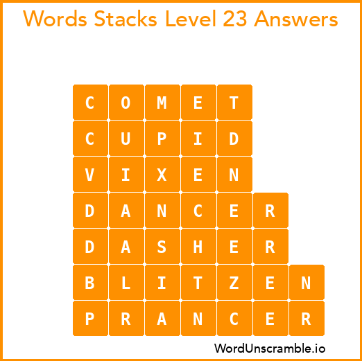 Word Stacks Level 23 Answers