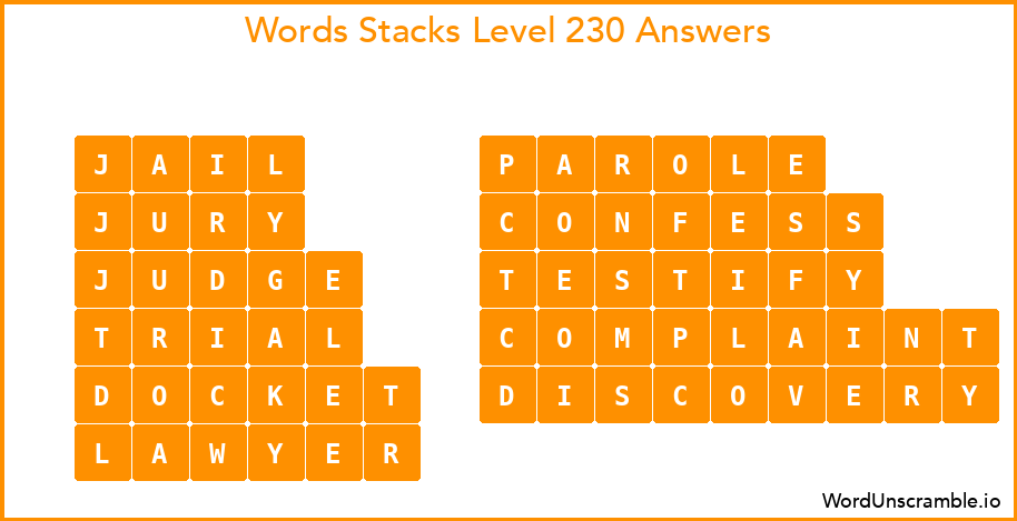Word Stacks Level 230 Answers