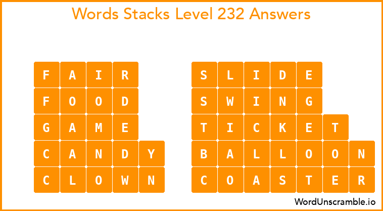 Word Stacks Level 232 Answers