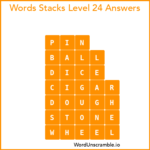 Word Stacks Level 24 Answers
