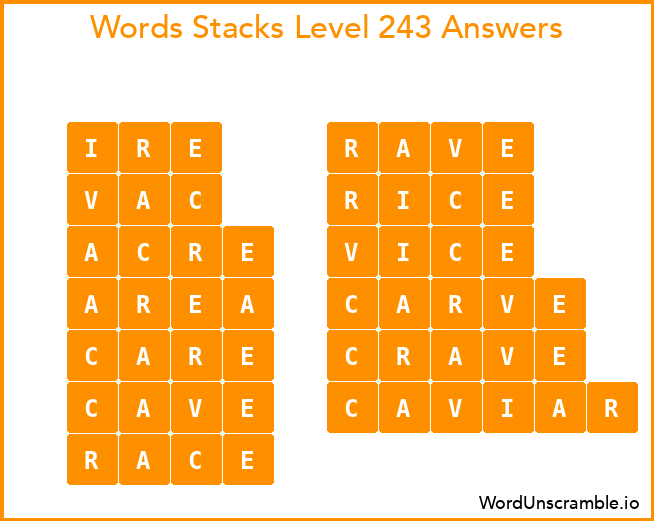 Word Stacks Level 243 Answers