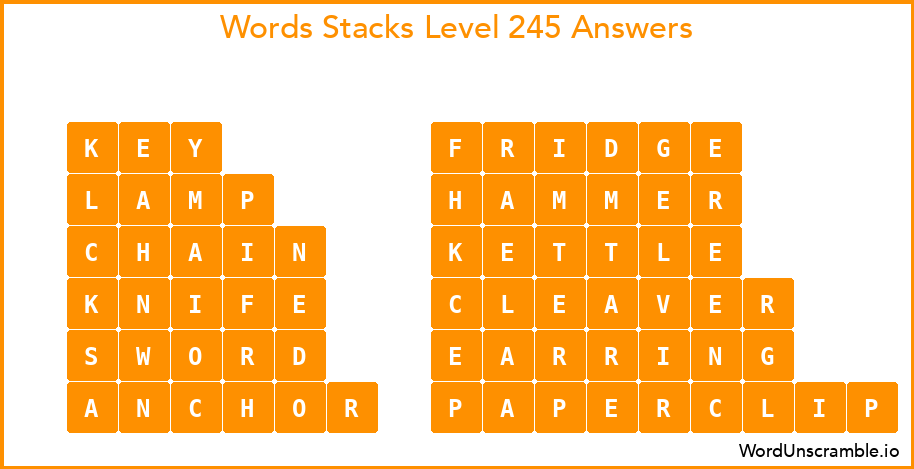 Word Stacks Level 245 Answers