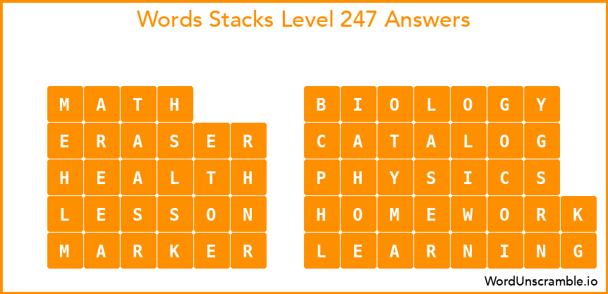 Word Stacks Level 247 Answers